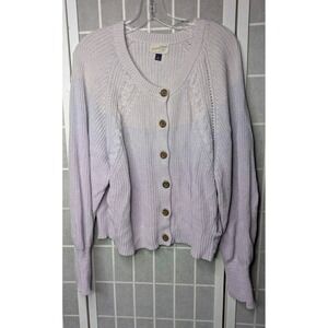 Universal Thread Women's Cropped Button Down Cardigan XL Sweater Purple Ombre